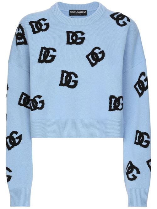 Light blue virgin wool knit Dolce & Gabbana | FXX63TJCVZLB0143